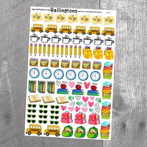 Back to School (B-76) - Stickers for Books and Planners, Sticker Sheets, Planner Stickers