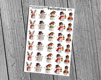 Skeleton Snowmen (#570) - Stickers for Books, Scrapbooks, Planners, Cards, Journals and Everything Else!