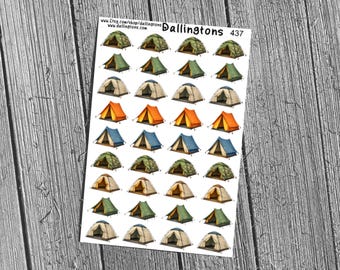 Camping Tent Sticker Sheet, Outdoor Adventure Planner Stickers for Travel Journals (#437)