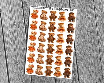 Harvest Teddy Bears (#640) - Stickers for Books, Scrapbooks, Planners, Cards, Journals and Everything Else!