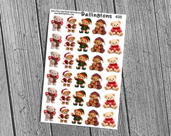 Christmas Teddy Bears (#498) - Stickers for Books, Scrapbooks, Planners, Cards, Journals and Everything Else!