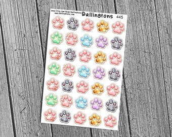 Pretty Paw Print Sticker Sheet, Pet Lover Planner Stickers for Journals (#445)