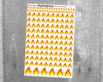 Flames (B-59) - Stickers for Books and Planners, Sticker Sheets, Planner Stickers