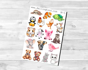 Animales (M-5) - Mini hojas de pegatinas para libros y agendas