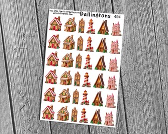 Gingerbread Houses (#494) - Stickers for Books, Scrapbooks, Planners, Cards, Journals and Everything Else!