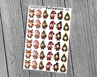 Christmas Gnomes (#495) - Stickers for Books, Scrapbooks, Planners, Cards, Journals and Everything Else!