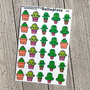 Cactus Kawaii (#309) - Pequeñas pegatinas para libros y agendas