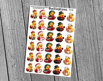 Christmas Duckies (#514) - Stickers for Books, Scrapbooks, Planners, Cards, Journals and Everything Else!