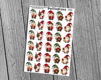 Christmas Gnomes (#632) - Stickers for Books, Scrapbooks, Planners, Cards, Journals and Everything Else!