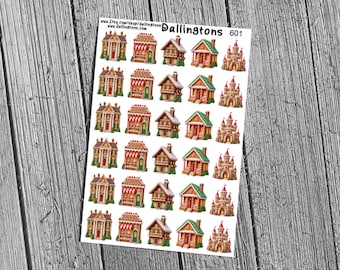 Gingerbread Houses (#601) - Stickers for Books, Scrapbooks, Planners, Cards, Journals and Everything Else!