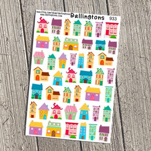 Colorful Houses (#933) - Tiny Stickers for Books and Planners