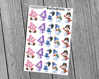 Snowmen (#490) - Stickers for Books, Scrapbooks, Planners, Cards, Journals and Everything Else!