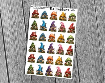 Gnome Home Sticker Sheet, Cottagecore Garden Planner Stickers for Junk Journals (#464)