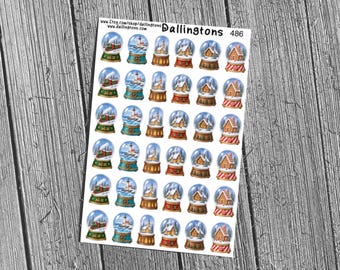 Snowglobes (#486) - Stickers for Books, Scrapbooks, Planners, Cards, Journals and Everything Else!