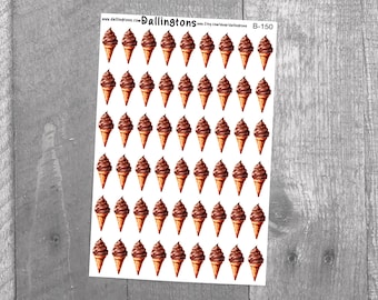 Cono de helado de chocolate (B-150) - Pegatinas para libros y agendas, hojas de pegatinas, pegatinas para agendas