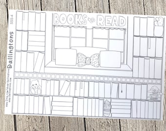 Book Shelf Sticker Sheet (SSS-4) Full Sheet Sticker for Books and Planners
