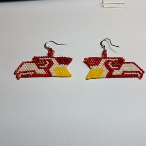 Very Nice Beaded Seahawks Earrings made with Japanese Delica Seed Beads