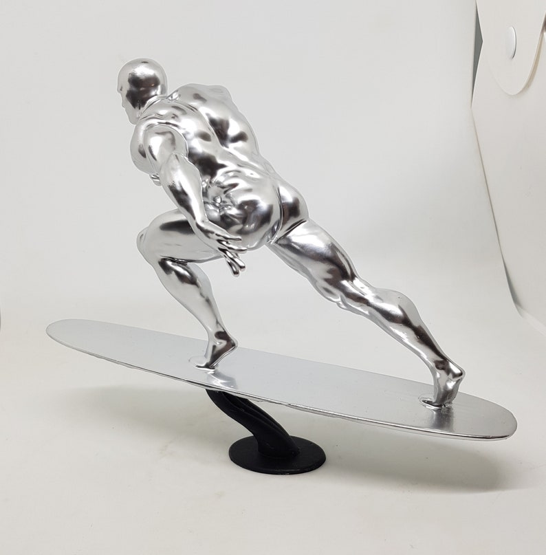 Surfer silver figurine 3D print silver surf large model Etsy