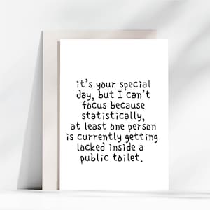 Grappige kaart, komische kaart, afgesloten openbaar toilet, opvrolijkkaart, blanco verjaardagskaart, nieuwigheidswenskaarten,