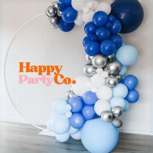 Balloon Arch  Balloon Garland DIY Kit Blue Ombre White Pastel Blue navy Royal Blue Silver Chrome Party Balloon Garland Kit