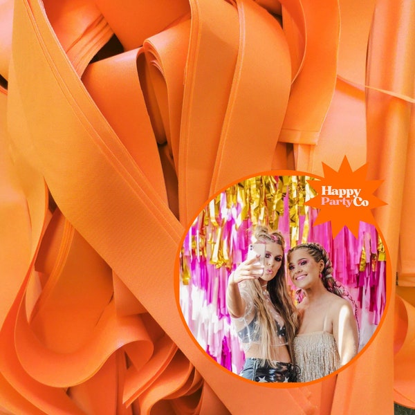 Orange Hangings - Orange streamers pre cut streamer backdrop ceiling streamers