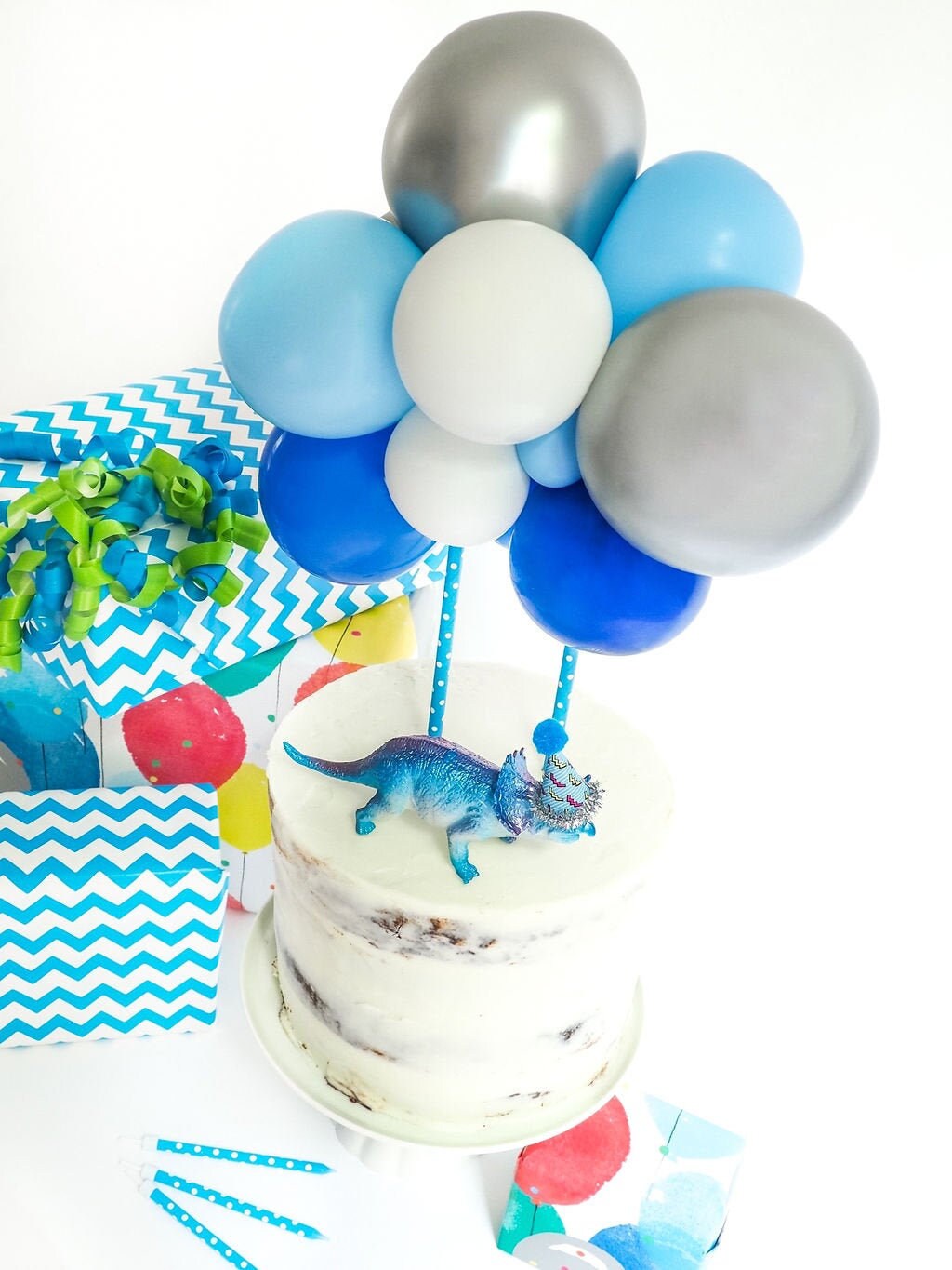 Balloon Cake Topper Kit Blue balloon diy cake toppers | Etsy