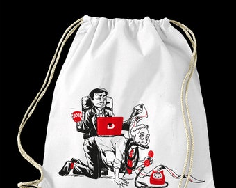 Gym bag "Slave" red white black screen print