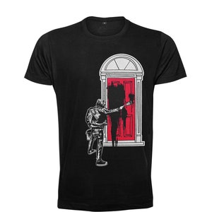 Boyz Fair Trade Screen Print Shirt &quot;Paint It Black&quot; Classic Cut Black Red White Cotton