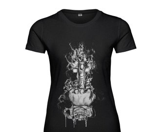 Girlz Fair Trade Siebdruck Shirt "Killing In The Name" Slim-Fit Schwarz Weiß Baumwolle