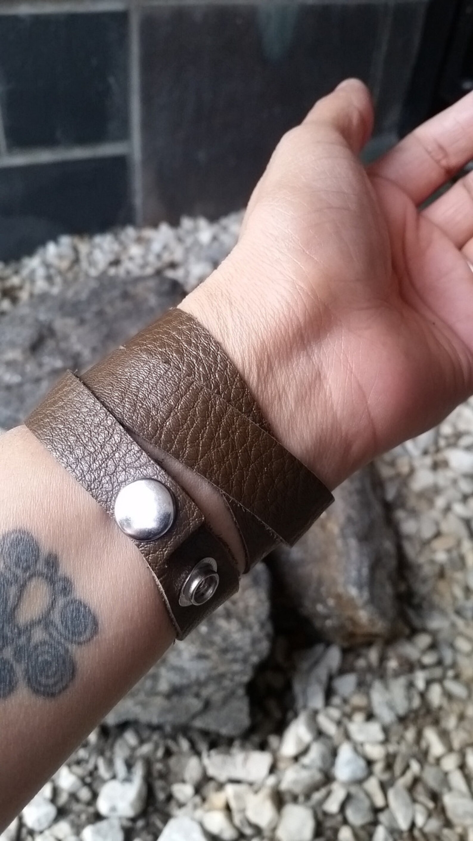 Leather Wrap Around Brown Snap Bracelet. Etsy