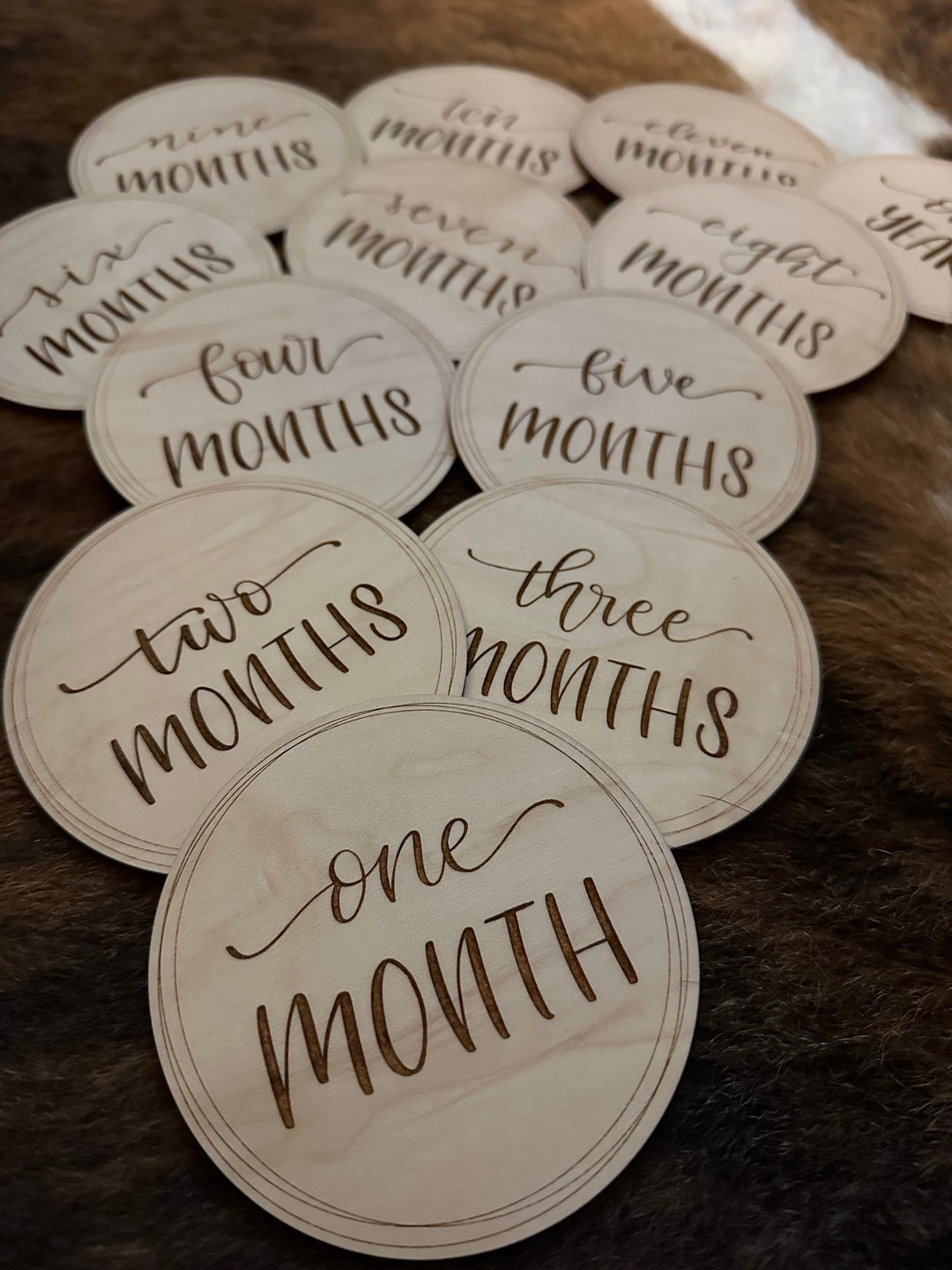 Baby Monthly Milestone Marker | 12 Months | Birth Announcement | Wooden ...
