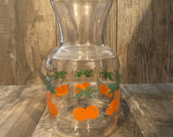 Vintage Summer Themed Flower Vase with Orange Decorations