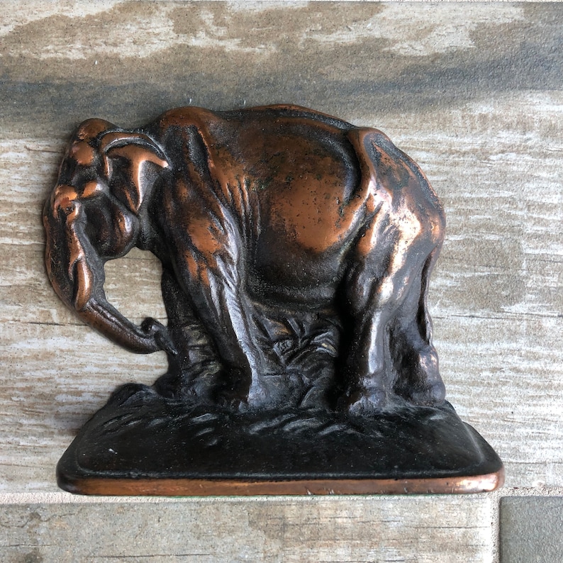 Vintage Bronze Elephant Bookends Etsy