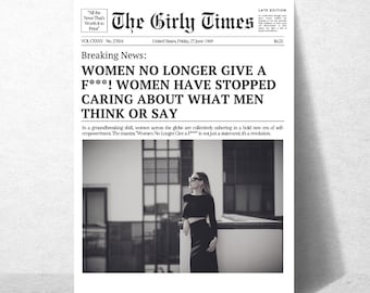 Arte da parete ispirata al New York Times alla moda, stampa di giornali, bianco e nero, arte da parete del carrello del bar, arte della parete vintage, arte della parete del dormitorio del college