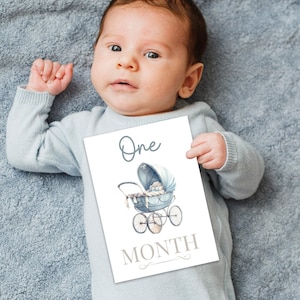New Mom | Milestone Card Set |  Monthly Memory Keepsake | Newborn Baby Gift | Baby Shower Gift | Vintage Milestone Photo Prop