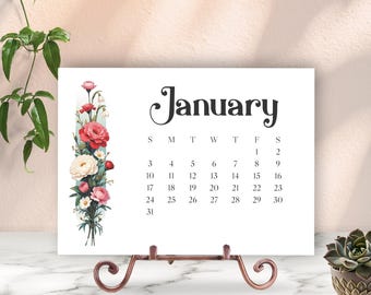 Desk Calendar 2027 Monthly Planner Art Watercolor Flowers Botanical Office Decor Set Yearly Table Organizer Cozy Gift Men C106