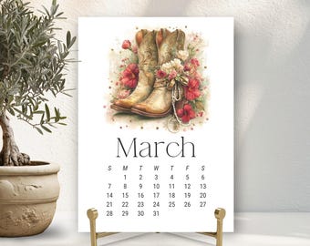Desk Calendar 2027 Cowboy Calendar Western Theme Desk Decor Calendar Monthly Art Calendar Desk Set Teacher Desk Decor Calendar Floral