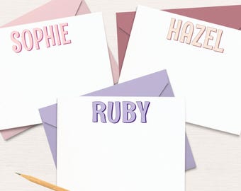 Personalized Girls Stationery Set Custom Note Card Writing Paper Monogram Thank You Stationery Gift Daughter Birthday Correspondence 1001
