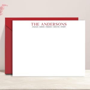 Custom Family Note Cards | Notecard and Envelope Set | Personalized Family Stationery Gift | Family Notecards with Individual Names | 1009