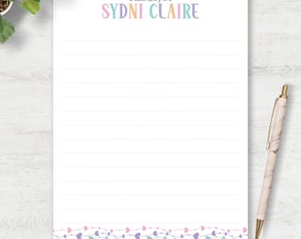 Personalized Notepad Set Custom Stationery Rainbow Heart Watercolor Design Desk Accessory School Supply Teacher Notepad Birthday Gift 1023