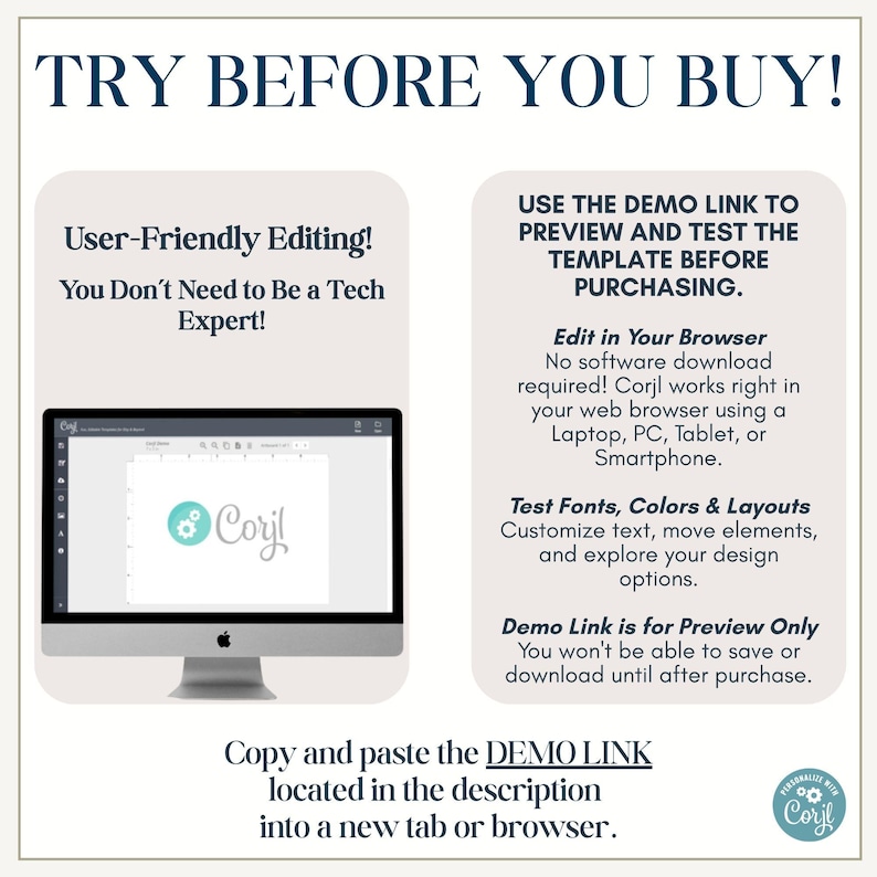 a computer screen with the text try before you buy