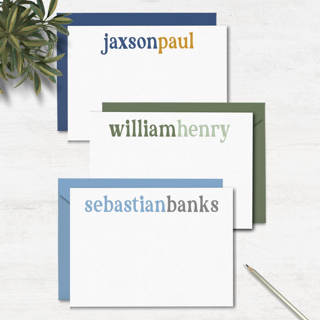 Personalized Kid Stationery Set Custom Thank You Cards Flat Note Cards ...