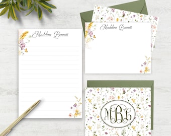 Personal Stationery Women Correspondence Collection Notecard Set Custom Notecards Personalized Letter Writing Set Botanical Note Paper 1020