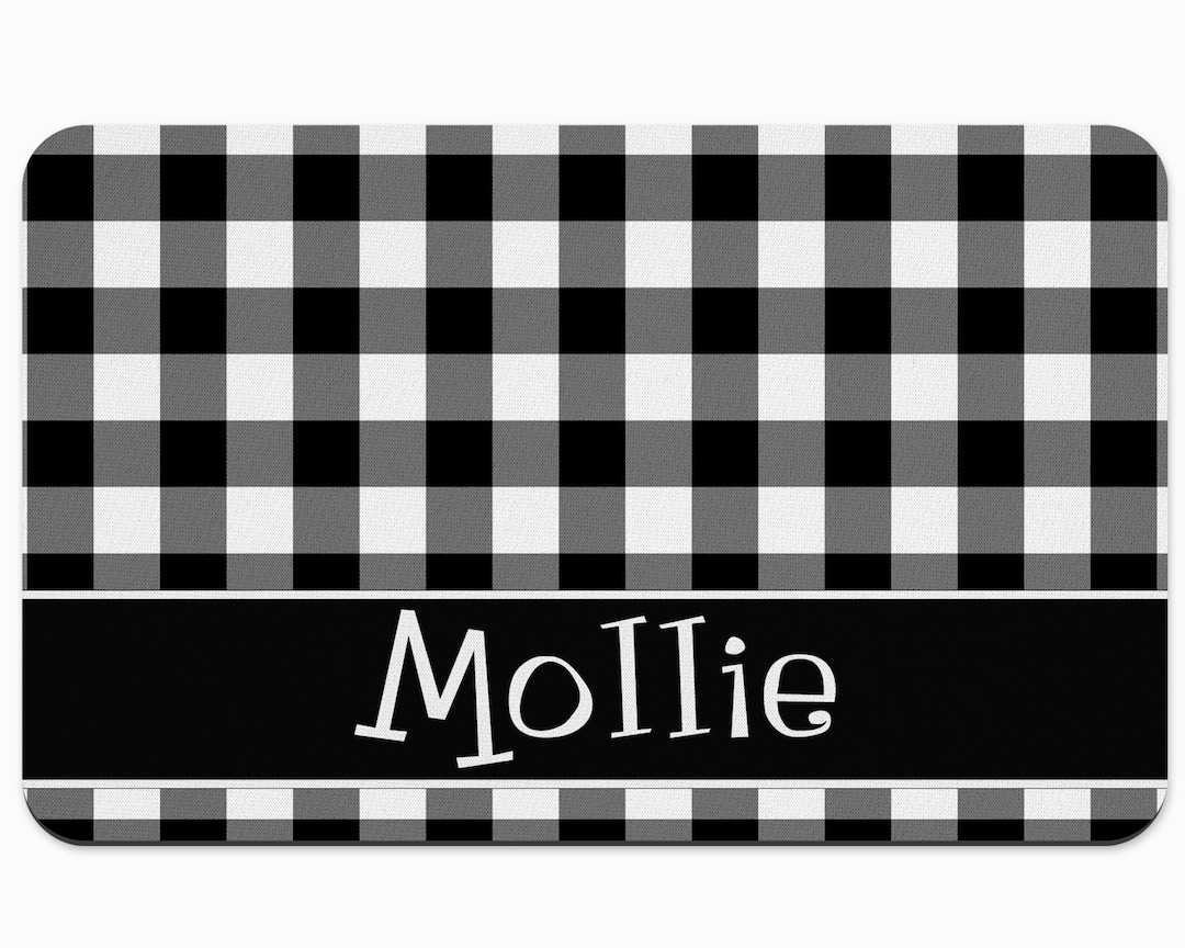 Personalized Pet Mat Pet Food Mat Black Buffalo Plaid Etsy