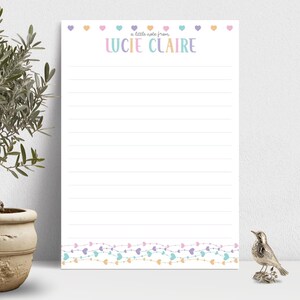 Child Name Stationery Personalized Notepad Set Rainbow Watercolor Heart Design Custom Writing Paper Collection Quality School Supply Essential Creative Expression Tool Colorful Desk Accessory Student Organization Aid Teacher Gift Idea