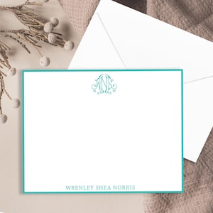 Personalized Monogram Stationery Set | Monogram Notecards for women | Girls Initial Stationary | Custom Gift Monogram Flat Note Card 1013