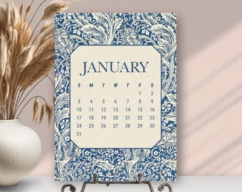 2027 Desk Calendar Desktop Easel William Morris Botanical Art Floral Vintage Planner Cottagecore Office Workspace Men Gift Standing