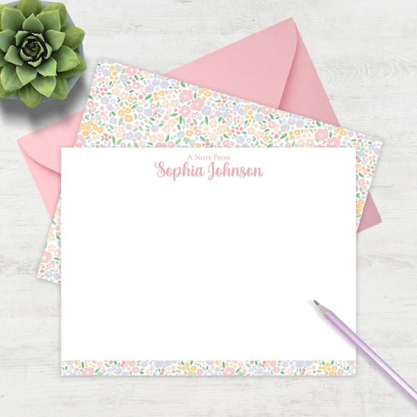 Personalized Floral Stationery Set Gift Her Birthday Present Women Stationery Girls Custom Watercolor Notecard Botanical Correspondence 1025