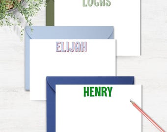 Personalized Boy Stationery Gift Kids Note Cards Childrens Stationery Writing Set Custom Kid Thank You Note Paper Note Cards Child 1001