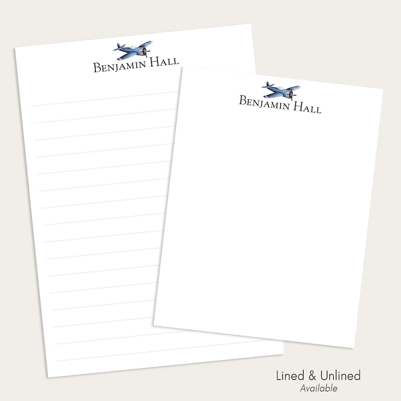 Personalized Airplane Notepad Writing Set Boys Stationery for Kids Note ...